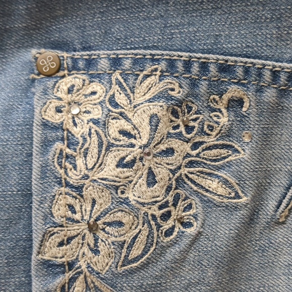 Denver Hayes jean stretchy skirt shorts light washed demin - Picture 6 of 7